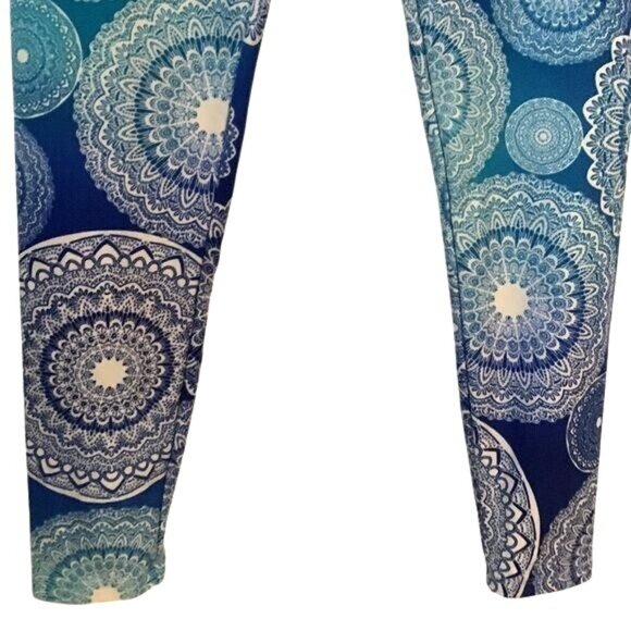 Lularoe One Size Blue Mandala Print Leggings Stretchy & Soft - Picture 6 of 9